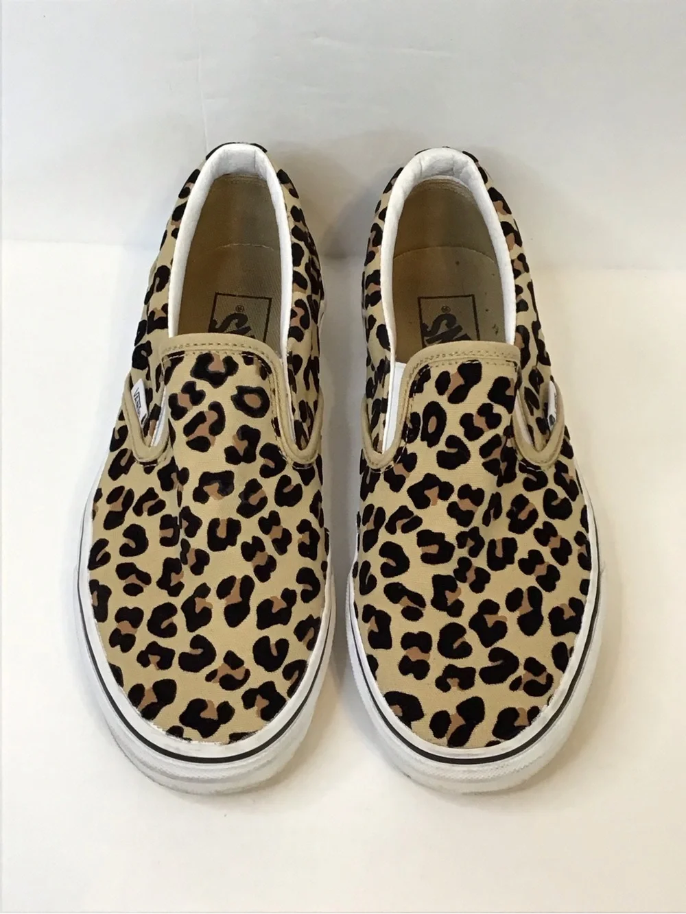 VANS Women's Leopard Print Slip-On Sneakers - Tan & Black 7.5